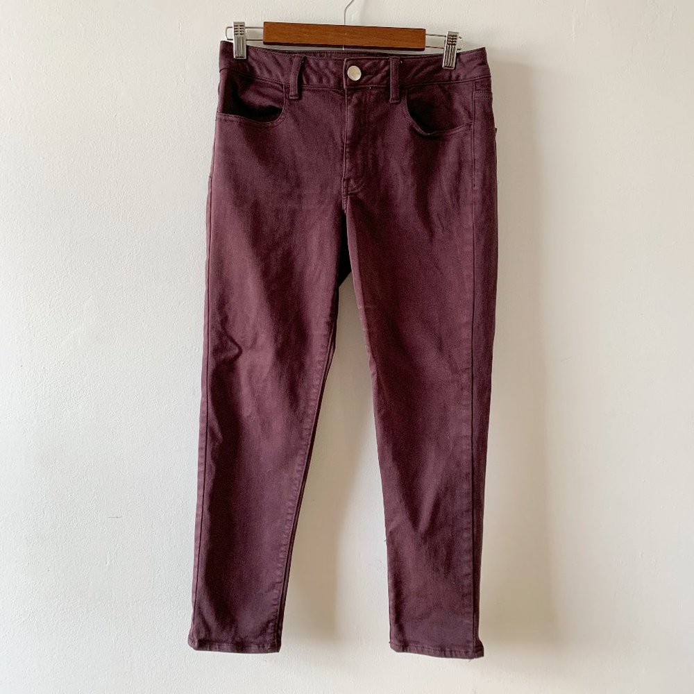 American Eagle Hi-Rise Jegging Crop Super Stretch Jeans Women's 8 Long Purple
